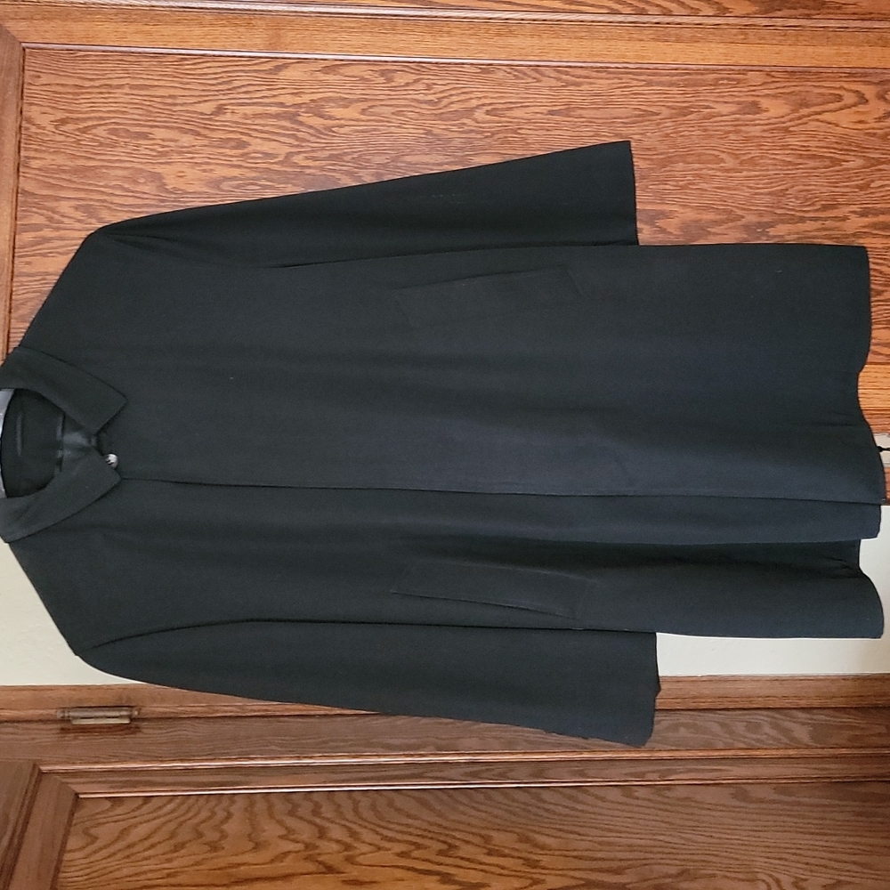 Vintage Deep Black Virgin Wool Twill Trench Beautiful!